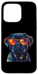 Coque pour iPhone 15 Pro Max Black Pug Lover Lunettes de soleil design pop art drôle carlin noir