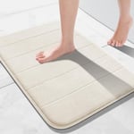 Yimobra Memory Foam Bath Mat, 43 x 61 cm, Soft and Comfortable, Super Water Absorption, Non-Slip, Thick, Machine Wash, Easier to Dry for Bathroom Floor Rug, Cream