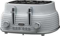 Daewoo - Sienna 4 Slice Toaster, Removable Crumb Tray, 1960W, Grey, SDA2484GE