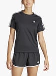 adidas Own The Run 3 Stripes Short Sleeve Recycled Running Top, Black