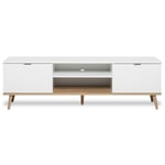 GOTEBORG Meuble TV scandinave blanc - L 160 cm - Blanc