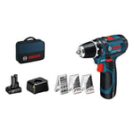 Bosch Professional 12V System perceuse-visseuse sans-fil GSR 12V-15 (set d'accessoires 39 pièces, 1 batterie 2,0 Ah, 1 batterie 4,0 Ah, chargeur, dans sac)