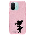 Coque Redmi 12C 11A paillettes rose fee papillon