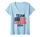 Womens Trump We did It Team Garbage Trump Won Again Elections 2024 V-Neck T-Shirt