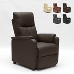 Fauteuil relax inclinable avec repose-pieds en similicuir Giulia Couleur: Marron foncé