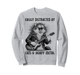 Easily Distracted By Cats & Heavy Metal - Funny Rock Cat Sweatshirt