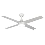 M Ledme - Ventilateur de Plafond avec Lumière LED Minimal Blanc 55W, Télécommande, Faible Consommation, moteur DC 27W+Lumière Led 18W, 6 vitesses, Silencieux, 4 Pales, hiver-été, minuterie.