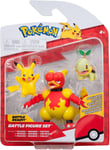 POKEMON BATTLE FIGURE 3 PACK - Features 2-Inch Turtwig, Pikachu and 3-Inch Magma