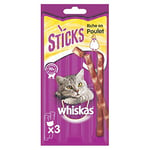 WHISKAS STICKS Friandises pour Chat Riches en Poulet - 84 Sticks (Lot de 28 Sachets de 3 Bâtonnets) - Idéal pour Partager un Moment de Complicité