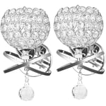 2PCS Applique Murale En Cristal Moderne Lampe Murale D'Intérieur Applique Murale Nordique Pour Chambre À Coucher, Allée, Salon, Prise E27, Argent