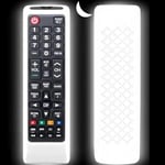 Remote Cover Case for Samsung TV Remote, Cover for Samsung Remote Control for Smart TV Universal Replacement Silicone Sleeve Skin with Lanyard Glow in The Dark-White