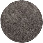 Life - Tapis Rond Shaggy Uni Poils Longs Tapis Salon Chambre (Taupe - 200x200cm)