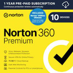 Norton 360 Premium + Utilities 2024 - Antivirus & Utility | 10 Devices | 1-year subscription | Automatic renewal, Secure VPN , Password Manager | 1 Device | PC/Mac/Mobile | Activation Code by email