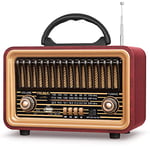 PRUNUS J-170 Retro Radio, AM/SW/FM Small Portable Radio, 1800mAh Rechargeable Radio Portable with 7W Bluetooth Speaker Loud, Vintage Radio Supports USB/TF/TWS/BT5.0 Function