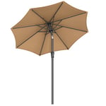 SONGMICS Parasol de Jardin 270 cm, Protection Solaire UPF 50+, Ombrelle, Inclinaison 30°, avec Manivelle, pour Terrasse, Balcon, Piscine, sans Socle, Taupe GPU27BR