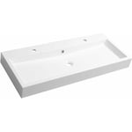 Orinoko - Lavabo 1000x420 mm, 2 trous pour robinet, marbre coulé, blanc OR101 - Sapho