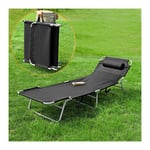 Chaise Longue Bain de soleil Transat de Jardin Pliant Chaise de Camping inclinable, pliable et réglable –Noir Sobuy OGS35-Sch