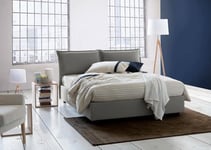 Talamo Italia - Lit double Agnese, Lit coffre en tissu, Ouverture frontale, Convient pour matelas 140x190 cm, 100% Made in Italy, Gris