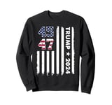 Vintage Trump 2024 Design 45 47 President USA Flag Men Women Sweatshirt