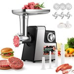 Huanyu Hachoir Électrique Hachoir a Viande Electrique Multi-fonctions Hachoir a Viande avec Poussoir a Saucisse Hachoir Électrique Viande avec 3 Lames et 3 Plaques de Coupe