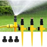 AIDUCHO 3 Pièces Arroseur de Jardin, Arroseur Automatique 360° Rotatif, Arrosage Pelouse Réglable Pulvérisateur d'eau Système d'Arrosage pour Jardin