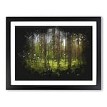 Green Forest Vol.1 Paint Splash Modern Art Framed Wall Art Print, Ready to Hang Picture for Living Room Bedroom Home Office Décor, Black A2 (64 x 46 cm)