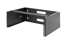 StarTech.com 4U Wall Mount Rack, 19" Wall Mount Network Rack, 13.78 inch Deep (Low Profile), Wall Mounting Patch Panel Bracket for Network Switches, IT Equipment, 44lb (20kg) Capacity - Network Equipment Rack (WALLMOUNT4) - monteringsbeslag for netværksud