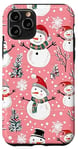 Coque pour iPhone 11 Pro Motif bonhomme de neige rose festif