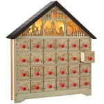 WeRChristmas Calendrier de l'Avent Crèche de Noël décoration de Noël, en Bois, Multicolore, 36 cm