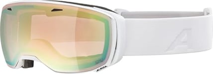 ALPINA ESTETICA QV Lunettes de ski OTG effet miroir, photochromiques et améliorant le contraste, avec protection UV 100% pour adultes, blanc brillant, taille unique