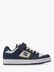 DC Shoes Kids' Manteca Leather Trainers, Navy/Green