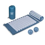 Umbro Tapis Acupression - Tapis Champ de Fleurs - Acupression pour la Detente - Tapis de Massage avec Balle a Picot - Tapis Fleur Contre les Mal de Dos - 6,3x42x71 cm - Bleu