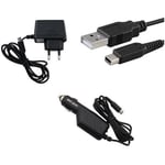 Chargeur secteur + allume cigare + USB pour Nintendo DSI - DSI XL - 2DS - 3DS - 3DS XL - New 3DS - New 2DS XL - 1 mètre - Straße Game ®