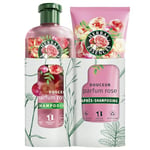 Herbal Essences Douceur Shampoing 250ml Et Après-Shampoing 200ml Parfum Rose, Nutrition pour Cheveux Secs. Ingrédients d'Origine Naturelle*, Végan