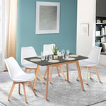 Table scandinave extensible rectangle inga 4-6 personnes plateau gris anthracite pieds bois 120-160 cm