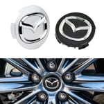 4-Pack - Mazda Centrumkåpor / Hjulnav Emblem - Bil 57mm - Svart