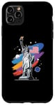 Coque pour iPhone 11 Pro Max Statue de la Liberté USA tenant une torche flamboyante avec des plantes