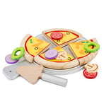 New Classic Toys 10597 Wooden Pretend Play Kids Set Cooking Simulation Educational Color Perception Toy for Preschool Age Toddlers Boys Girls, Multi-Colour Colour, Large Pizza