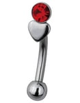 Red Stone with Heart Ögonbrynspiercing - 1.2 x 8 mm