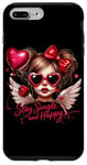 Coque pour iPhone 7 Plus/8 Plus Ailes d'ange « Stay Single And Happy Heart »