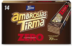 Tirma 70% Dark Chocolate Wafers | No Added Sugars Ambrosias | Low Carb Wafer Bars | Chocolate Wafer Bars | 70% Cocoa Cream Filled Wafers | Keto Diet Friendly | Suitable for Diabetics | 14 pieces 301 g