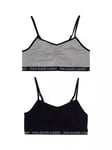 Polo Ralph Lauren Kids' Logo Solid Bralettes, Pack of 2, Black/Grey