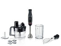 Bosch ErgoMaster Series 4 MSM4B670GB Pressure Controlled Speed 2 in 1 Hand Blender with Mini Food Processor, Beaker and Whisk, Stainless Steel Blade, 1000 W Motor, Black