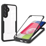 YUECXIN Coque pour Samsung Galaxy A25 5G avec Protection D'écran, Étui Avant et Arrière 360 Degres Antichoc Housse, Antirayures Robuste Bumper Transparente Case, Noir