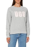 UGG Women's W Madeline Fuzzy Logo Crewneck Pullover Sweater, Grey Heather/Sonora, S