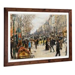 Big Box Art Framed Print of Jean-Francois Raffaelli On The Grand Boulevard Design | Wall Art Picture| Home Decor for Kitchen, Living Room, Bedroom, Hallway, Walnut, A2 / 24.5x18 Inch / 62x45cm