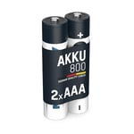 ANSMANN AAA Size Batteries [Pack of 2] Long Lasting Precharged Rechargeable AAA Type 800 mAh NiMH MaxE Pro Battery For Cordless Phone Handsets, Toys, Digital Cameras, Remote Controls & Game Consoles