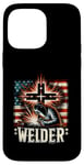 Coque pour iPhone 14 Pro Max Soudeur Drapeau Américain Soudage Foi Croix Chrétienne Soudure