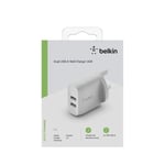 Belkin Dual USB-A Wall Charger 24W Boost Charge for iPhone iPad Samsung NEW