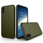 IPhone X/XS deksel med en kortholder - Militærgrønn